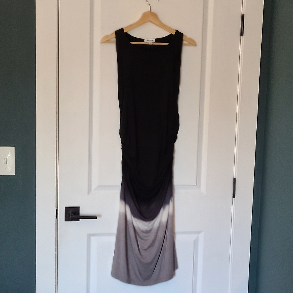 Athleta Ombre Midi Dress Black White Gray Size Large